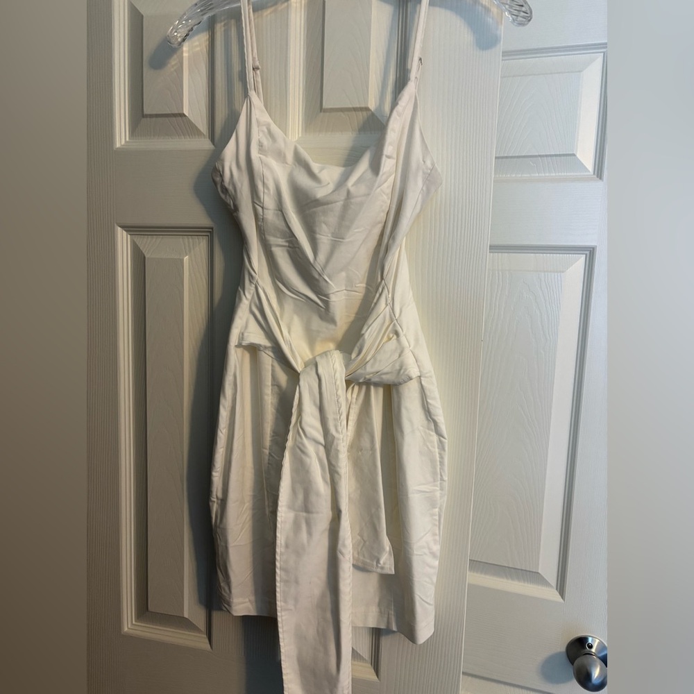 Blue Blush White Strapless Dress